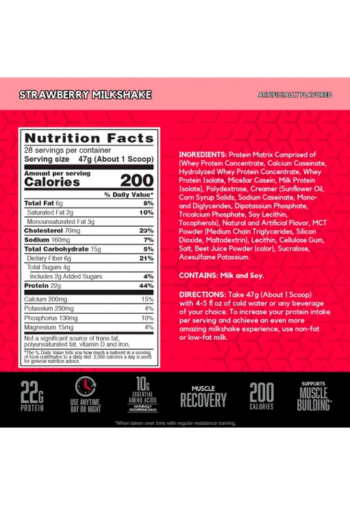 Сывороточный протеин BSN SYNTHA-6 Ultra Premium Protein Matrix, Strawberry Milkshake 2.91lb
