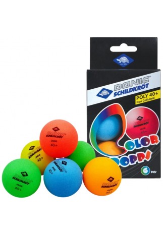 Набор мячей для настольного тенниса 6шт Donic Colour Popps Poly 40+ Ball