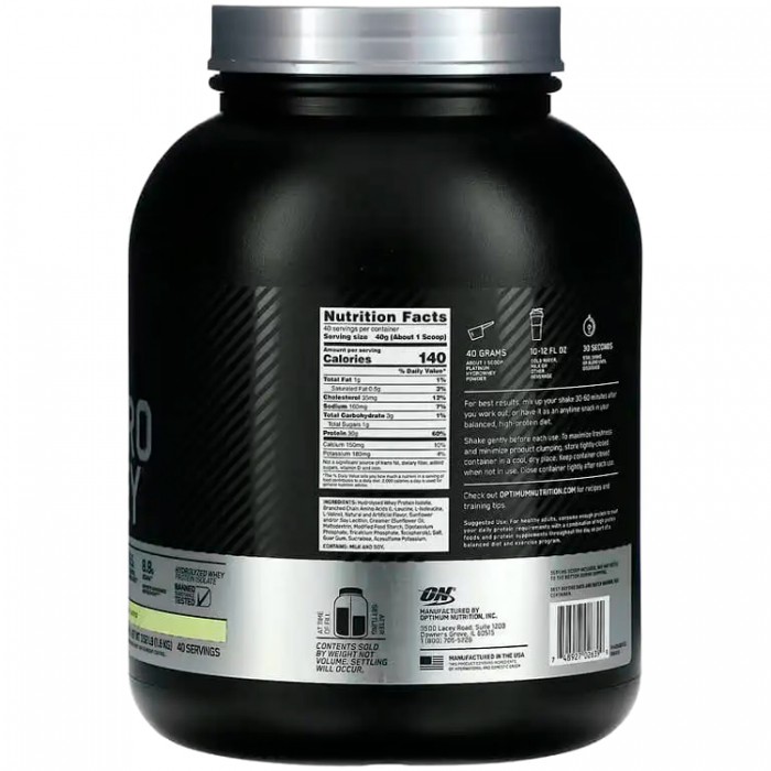 Гидролизат протеина Optimum Nutrition Platinum Hydro Whey Vanilla 3.52lb 1116319 - 3