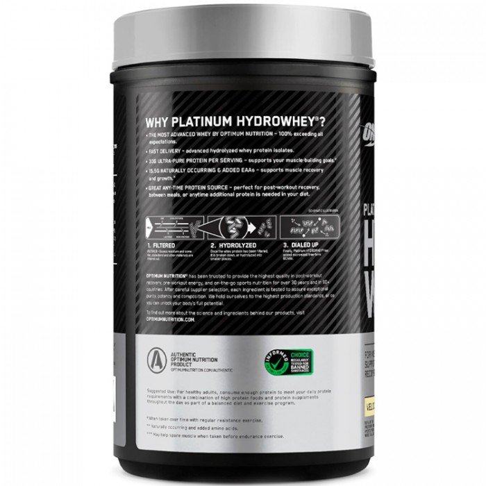 Гидролизат протеина Optimum Nutrition Platinum Hydro Whey Chocolate 1.80lb 1116320 - изображение №2