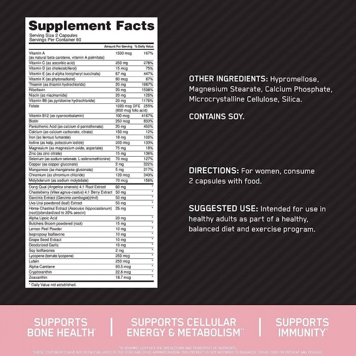 Витамины Optimum Nutrition ON OPTI WOMEN REV 60CAPS 839341 - изображение №3