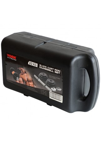 Гантель наборная 20 кг YORK Black Cast Iron Dumbbell Spinlock in PVC case