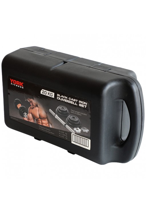 Гантель наборная 20 кг YORK Black Cast Iron Dumbbell Spinlock in PVC case
