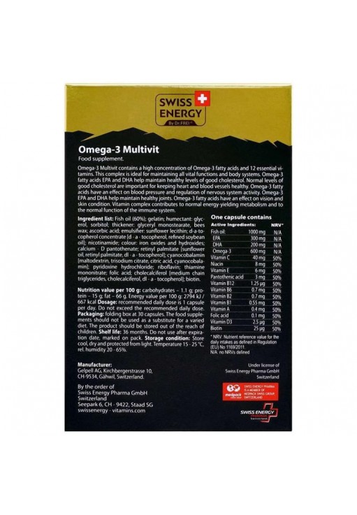Vitamine Swiss Energy Omega3 Multivit