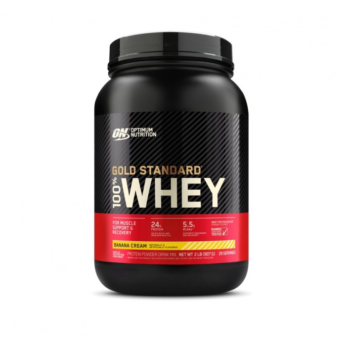 Сывороточный протеин Optimum Nutrition ON 100% WHEY GOLD BANANA CREAM 2LB 1064633 - изображение №3