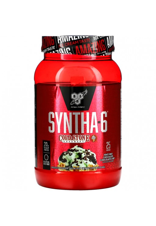 Proteine din zer BSN Syntha-6 Cold Stone Creamery, Mint Mint Chocolate Chocolate Chip 2.59 lb