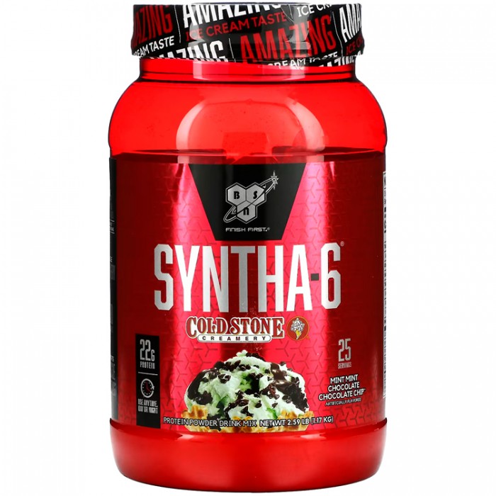 Proteine din zer BSN Syntha-6 Cold Stone Creamery, Mint Mint Chocolate Chocolate Chip 2.59 lb 1115937