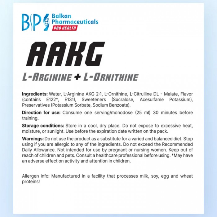 Arginina Balkan Pharmaceuticals AAKG L-ARGININE + L-ORNITHINE 1 SHOT liquid 25 ml BF1246 - 5