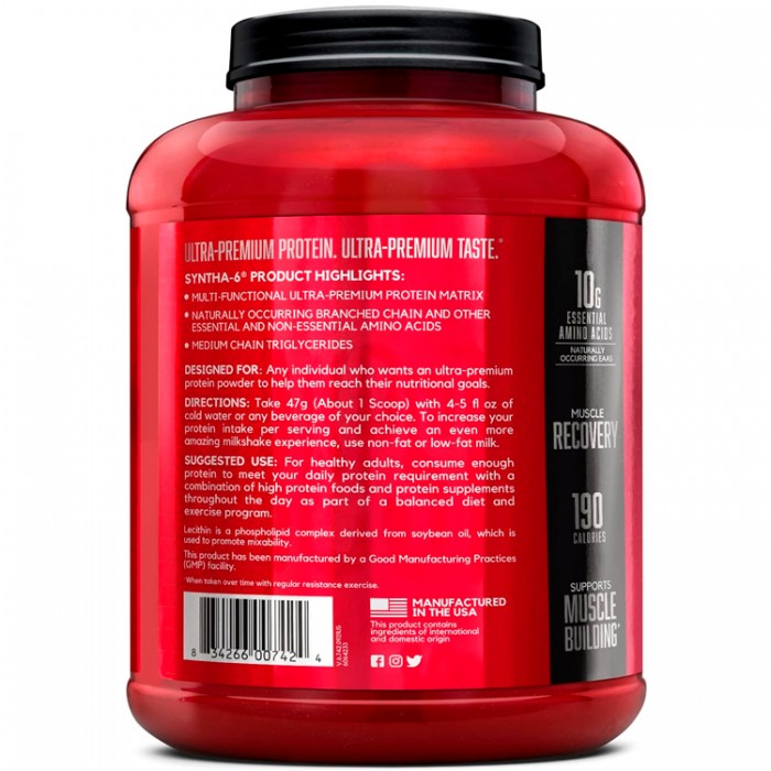 Proteine din zer BSN SYNTHA-6 Ultra Premium Protein Matrix, Chocolate Cake Batter 5lb 1116147 - imagine №3