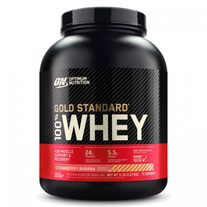 Сывороточный протеин Optimum Nutrition ON 100% WHEY GOLD STRAWBERRY BANANA 5LB 1064650 - изображение №3