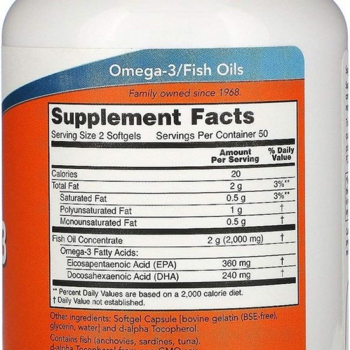 Витамины Now Foods OMEGA-3 1000mg  100 SGELS 929968 - изображение №3
