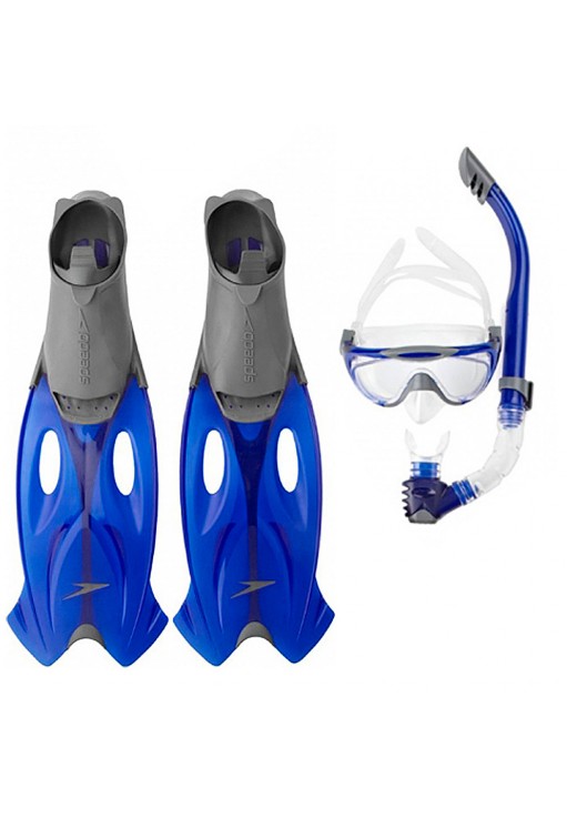 Set: masca,laba,tub p/u inot Speedo GLIDE MASK SNORKEL FIN SET AU GREY/BLUE