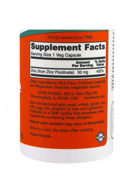 Витамины Now Foods Zinc Picolinate 50 mg