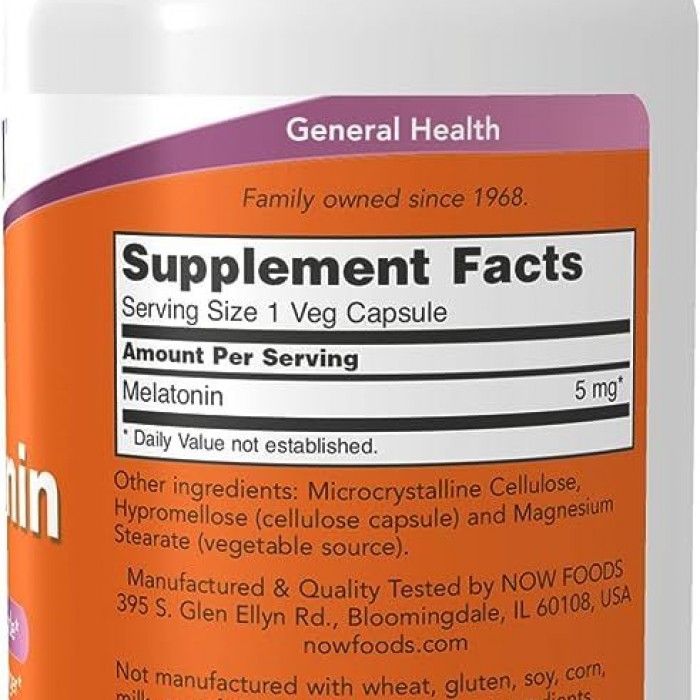 Витамины Now Foods MELATONIN 5mg  VCAPS   60 VCAPS NF3555 - 2