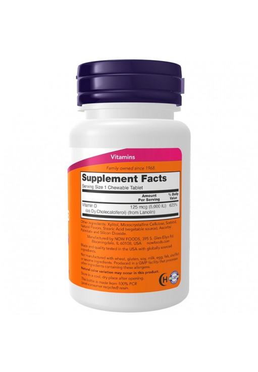 Vitamine Now Foods Vitamin D-3, Natural Mint Flavor, Structural Support
