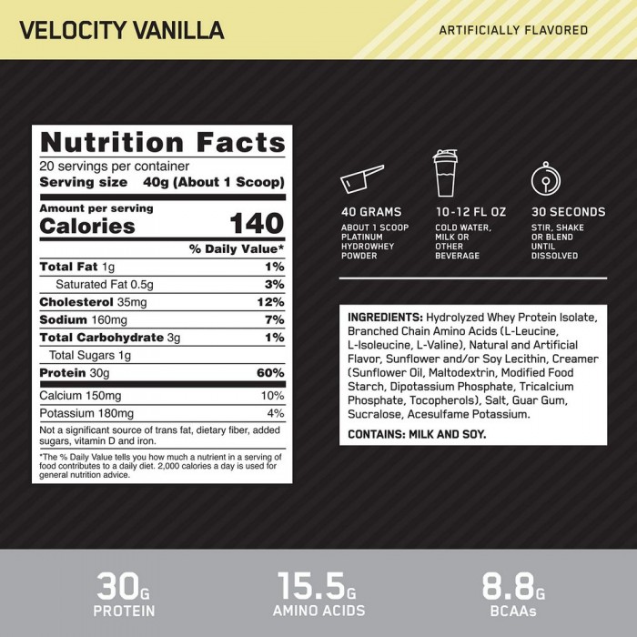 Hidrolizat proteic Optimum Nutrition ON PLAT HYDWHEY GF VAN RFM 3.52LB 1113361 - 3