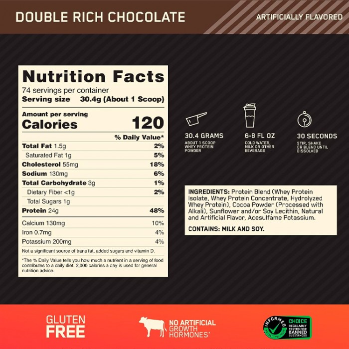 Сывороточный протеин Optimum Nutrition Gold Standard 100% WHEY Double Rich Chocolate 5lb 1111964 - 2