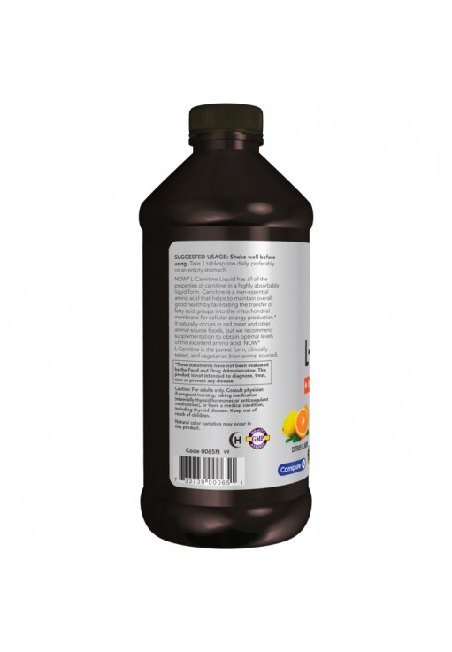 Карнитин Now Sports L-Carnitine Liquid, Triple Strength, Citrus