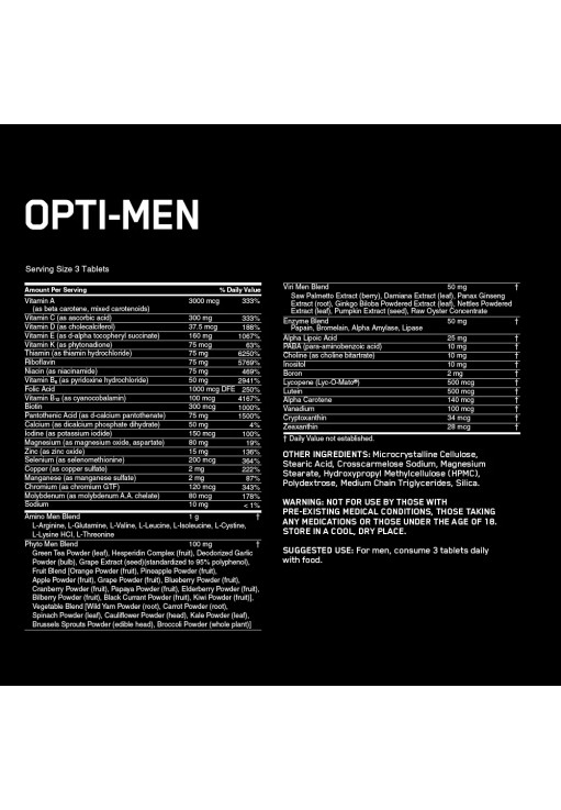 Витамины Optimum Nutrition ON OPTI-MEN 90CT AQS