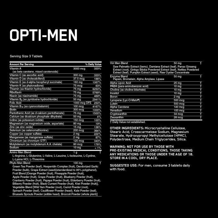 Vitamine Optimum Nutrition ON OPTI-MEN 90CT AQS 839338 - imagine №2