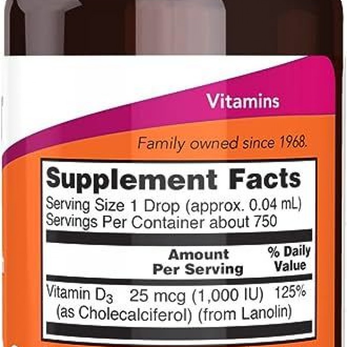 Vitamine Now Foods EX STR LIQUID VIT D-3  1,000 IU/DROP  1 FL OZ NF371 - imagine №2