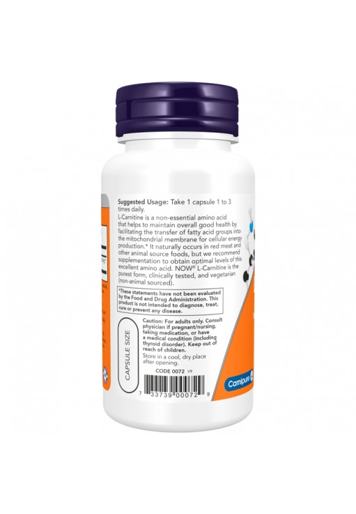 Карнитин Now Sports L-Carnitine, Veg Capsules