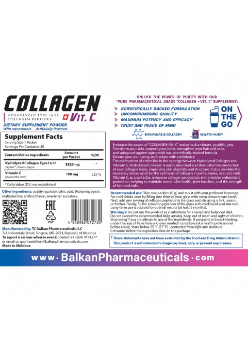 Vitamine Balkan Pharmaceuticals COLLAGEN + VIT. C powder N30 10 gr