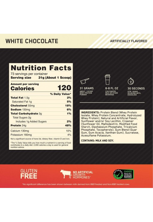 Сывороточный протеин Optimum Nutrition ON 100% WGS GF WHITE CHOCOLATE 5LB