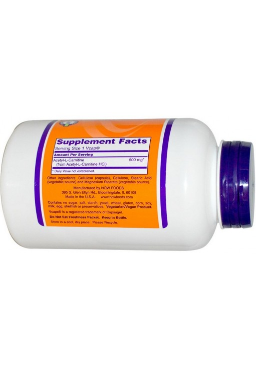 Ацетил-Л-Карнитин Now Sports ACETYL L-CARN 500mg 100 VCAPS