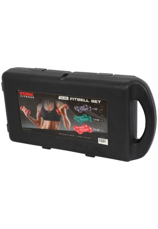 Set gantere 10 kg YORK Vinyl Dipped Dumbbell (Fitbell) Set in case