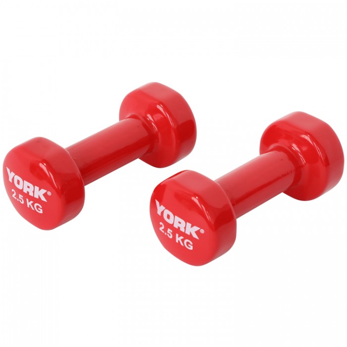 Set gantere 10 kg YORK Vinyl Dipped Dumbbell (Fitbell) Set in case 1678 - 2