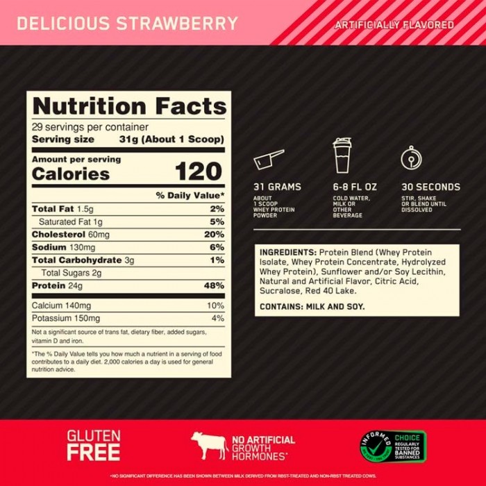 Сывороточный протеин Optimum Nutrition Gold Standard 100% WHEY Strawberry 2lb 1111980 - 3