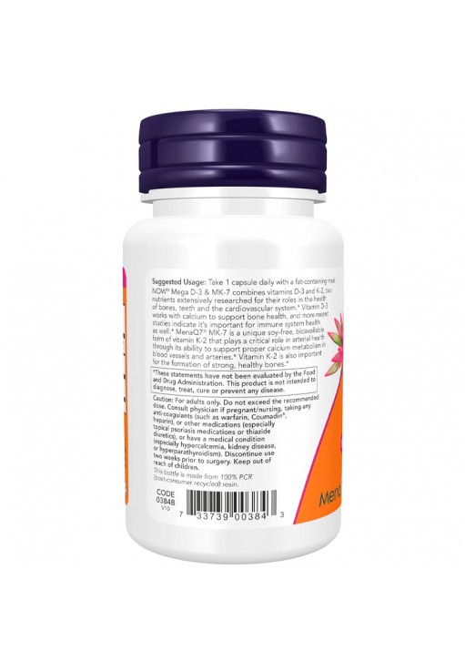 Витамины Now Foods Mega D-3 & MK-7