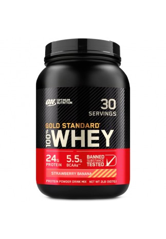 Proteine din zer Optimum Nutrition Gold Standard 100% WHEY Strawberry  Banana 2lb