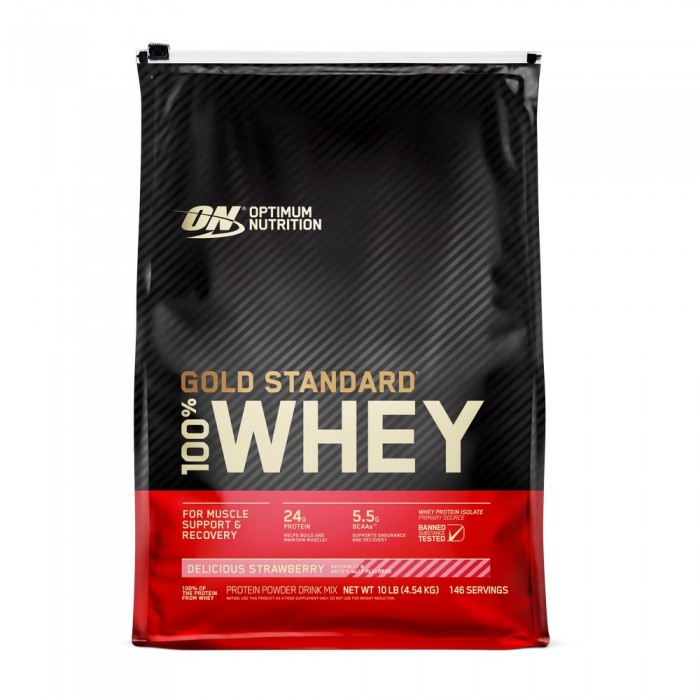 Сывороточный протеин Optimum Nutrition ON 100% WHEY GOLD STRAWBERRY 10LB 1062591 - изображение №2