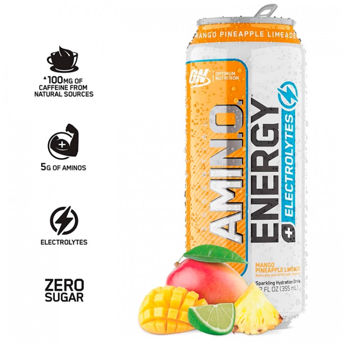 Энергетик Optimum Nutrition Amino Energy + Electrolytes, Mango Pineapple Limeade, 12 oz 1092491 - изображение №3