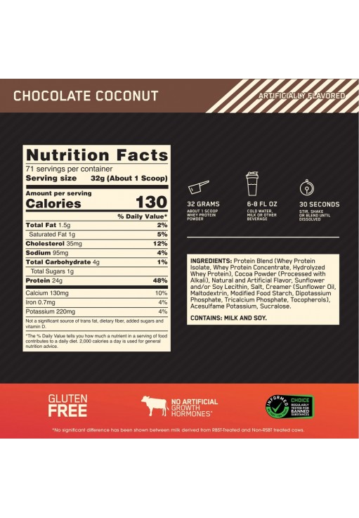 Сывороточный протеин Optimum Nutrition ON 100% WHEY GOLD CHOC COCONUT 5LB