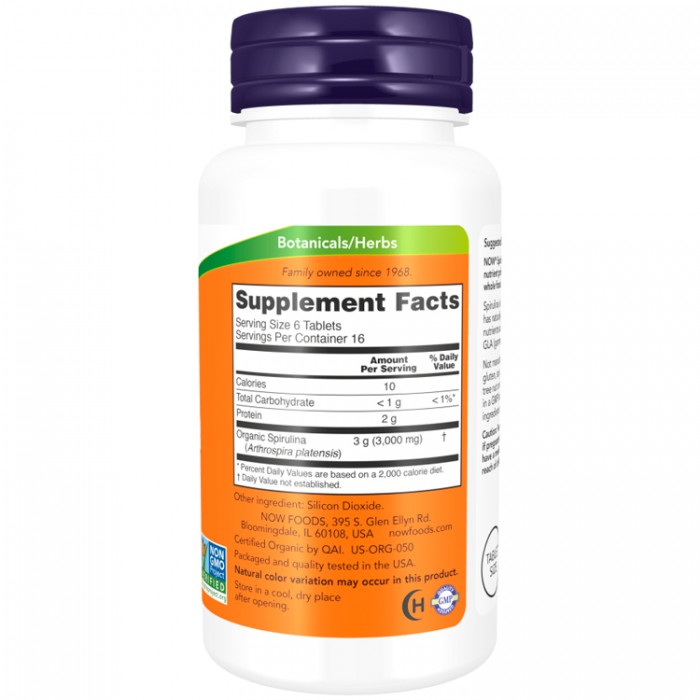 Vitamine Now Foods SPIRULINA 500mg NF2696 - imagine №2