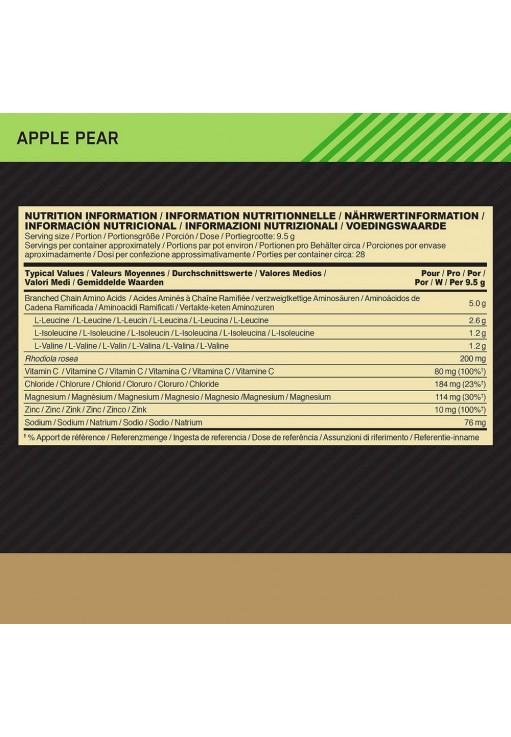 Аминокислоты Optimum Nutrition BCAA Train + Stain Apple Pear 266 g