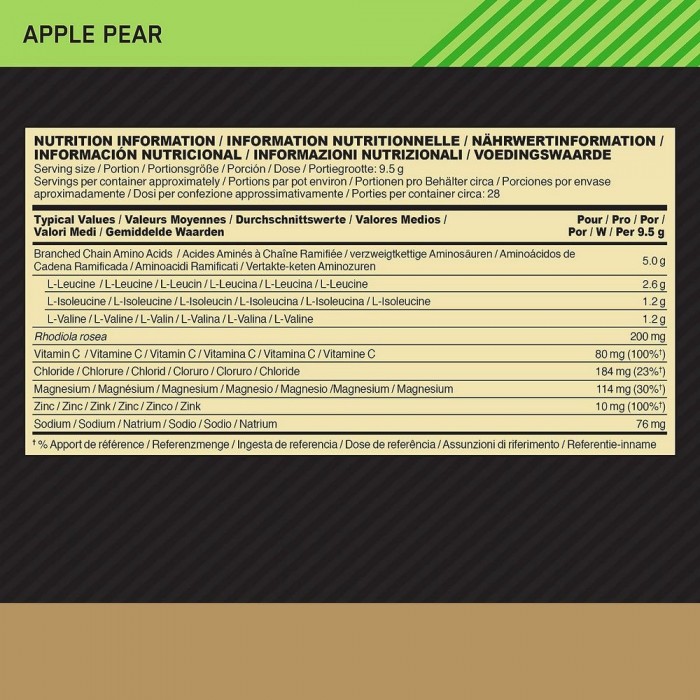 Aminoacizi Optimum Nutrition BCAA Train + Stain Apple Pear 266 g ONGSBCAA - 2