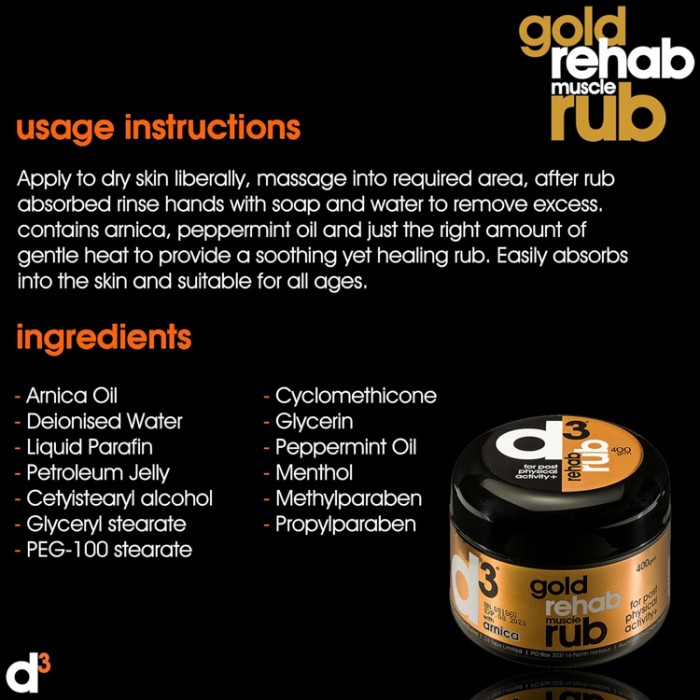 Разогревающий крем d3 Muscle Rehab Rub POST GRUB200GDR - 3