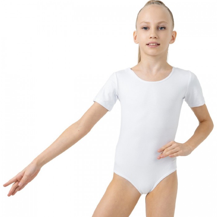 Costum p/u gimnastica Grace Dance Gymnastic leotard short sleeve 8712WH2