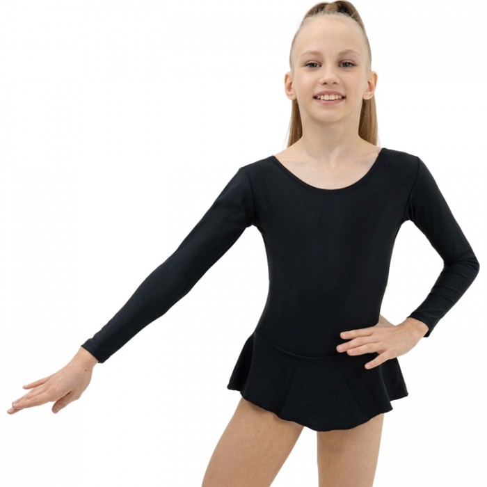 Costum p/u gimnastica Grace Dance Gymnastic leotard with skirt 8713-BK1