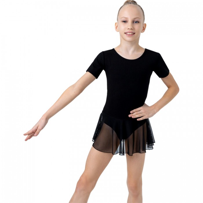 Costum pentru gimnastica cu fusta maneca scurta Grace Dance Gymnastic leotard 26207-BK2