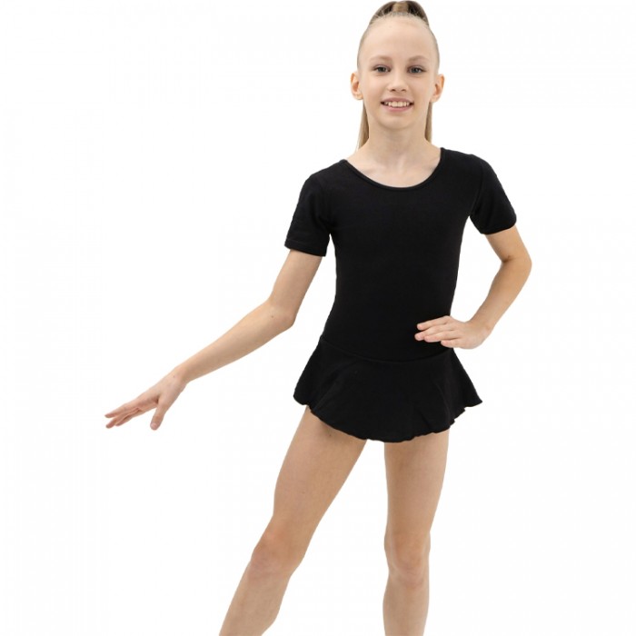 Costum pentru gimnastica cu fusta maneca scurta Grace Dance Gymnastic leotard 44293-BK3