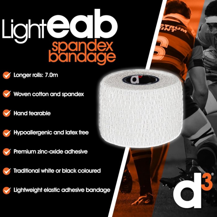 Тейп фиксирующий d3 Light EAB Spandex Bandage 75mm EABL07507WTR - 2
