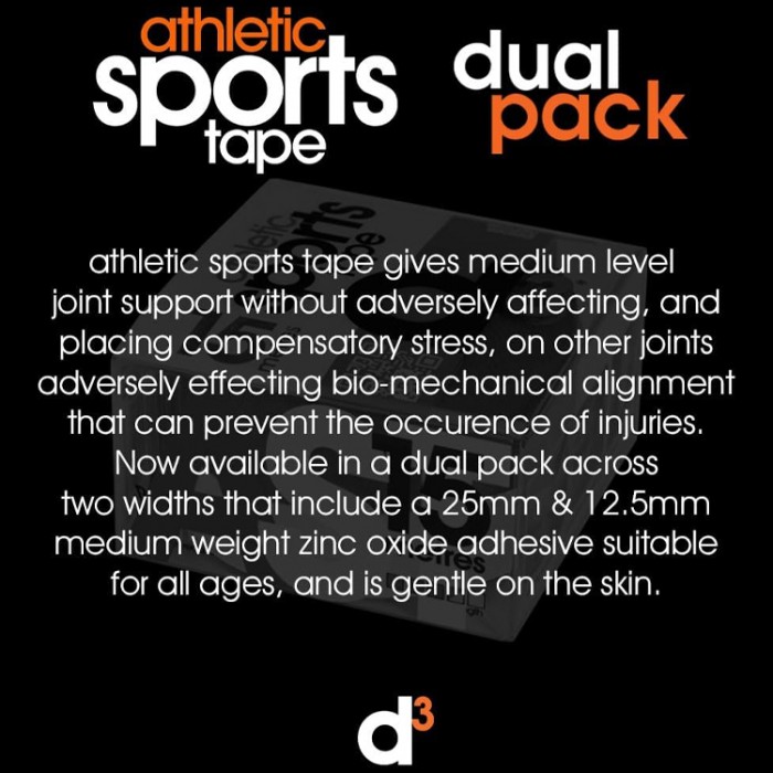 Banda sport d3 AST Athletic Strapping 25+12.5mm DualPK ASD03815BKWR - 4