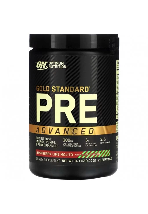 Complex Pre-antrenament Optimum Nutrition Gold Standard Pre-Advanced, Raspberry Lime Mojito 0.88lb