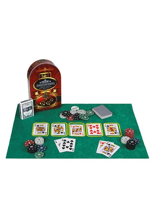 Joc de masa Poker in cutie metalica SILAPRO Poker Metal Case