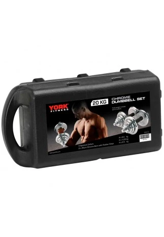 Гантель наборная 20 кг YORK Black Cast Iron Dumbbell Spinlock in PVC case